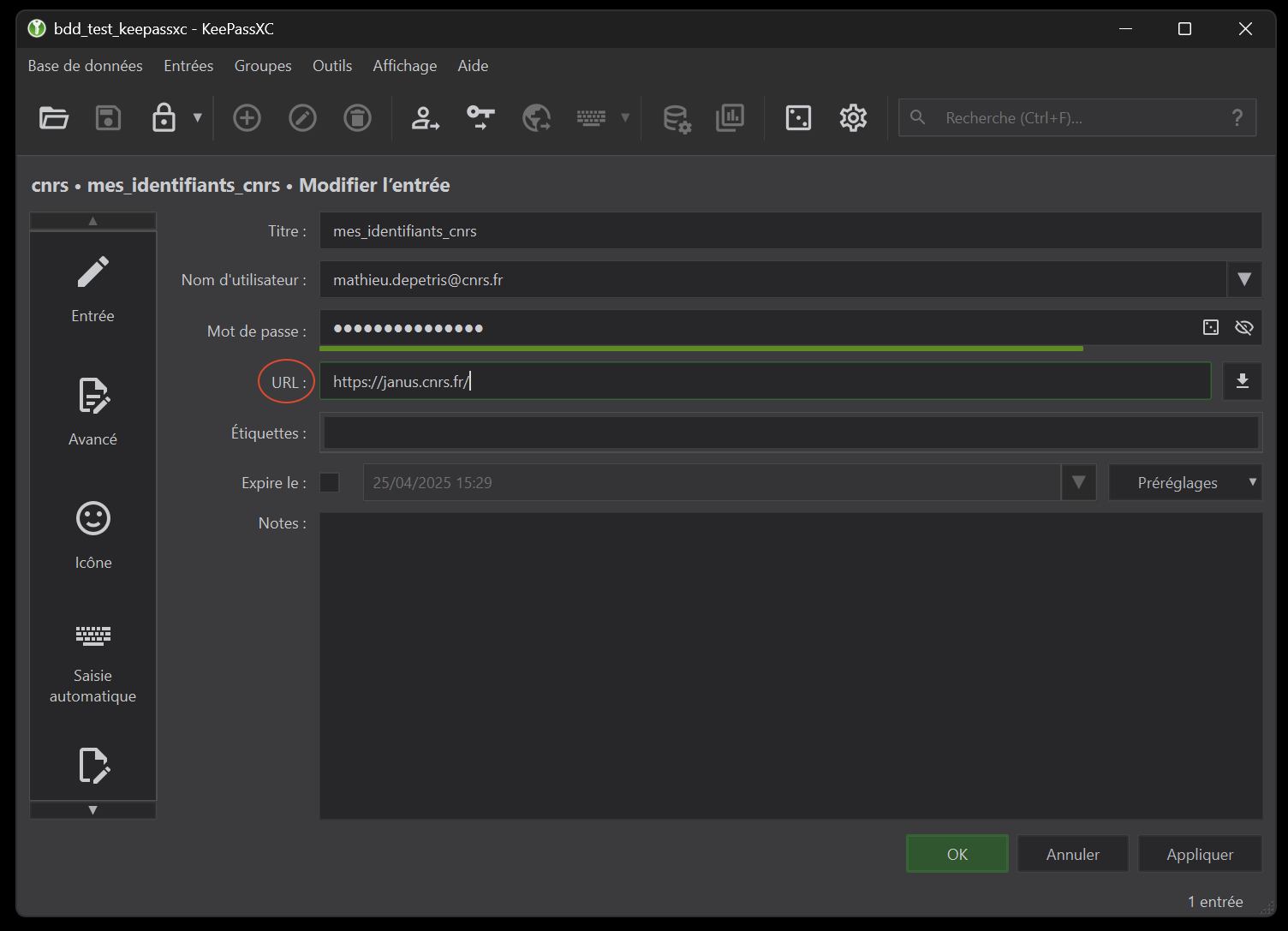 Figure 21: Adding a URL to our entry