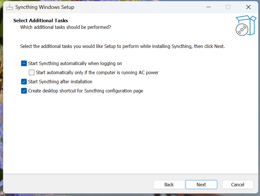 Figure 27: Additional tasks window