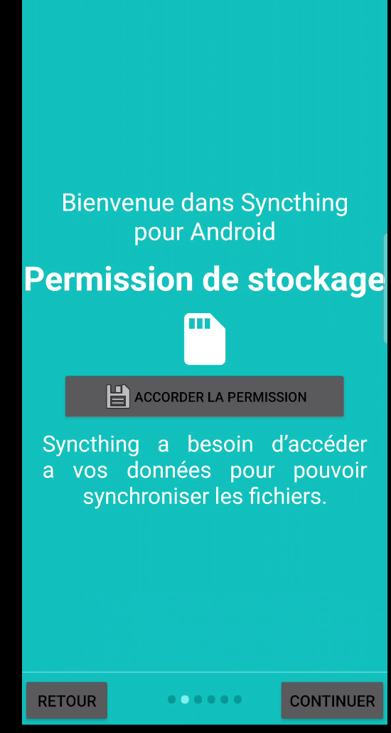 Figure 32 : Autorisation accès stockage téléphone
