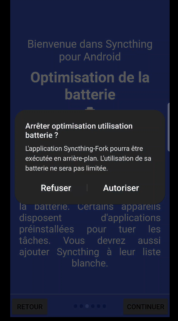 Figure 33 : Autorisation arrêt optimisation batterie