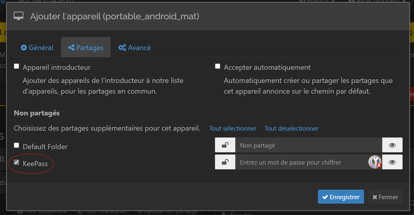 Figure 44 : Autorisation partage téléphone