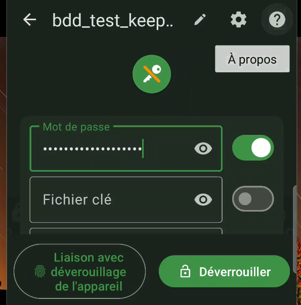 Figure 54 : Premier déverrouillage biométrique