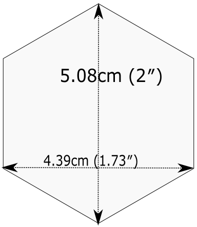 Figure 1: Standard dimensions of a hex sticker